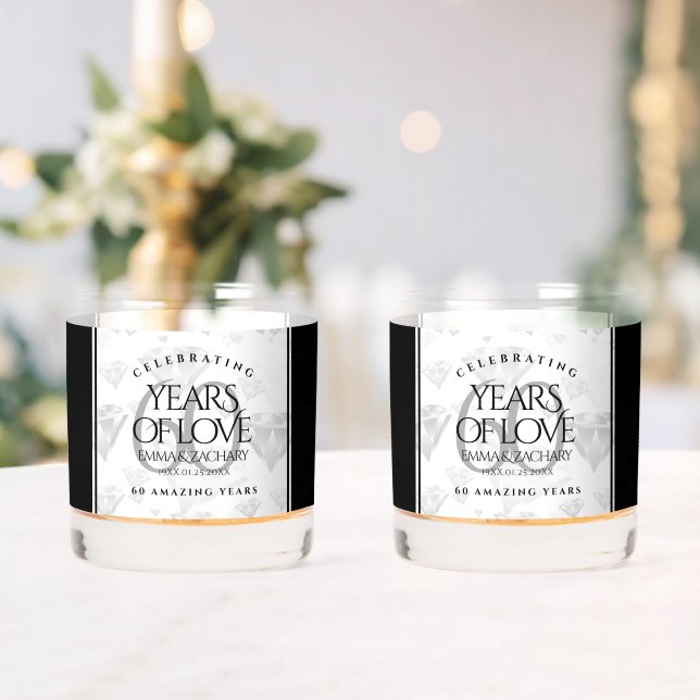 Vaso De Whiskey Elegante 60° Aniversario del Boda del Diamante (Insitu (Boda))