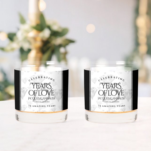 Vaso De Whiskey Elegante 75° Aniversario del Boda del Diamante (Insitu (Boda))