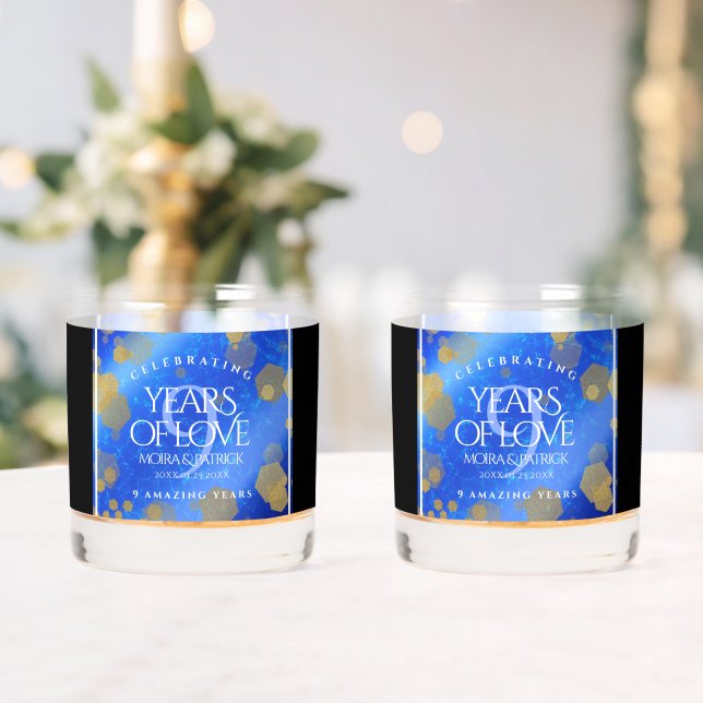 Vaso De Whiskey Elegante 9° Aniversario del Boda Lapis Lazuli (Insitu (Boda))