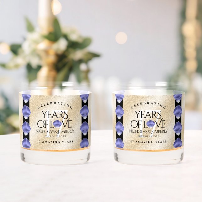 Vaso De Whiskey Elegante aniversario Boda de 17 conchas (Insitu (Boda))