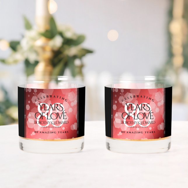 Vaso De Whiskey Elegante celebración del 80° Aniversario del Boda  (Insitu (Boda))