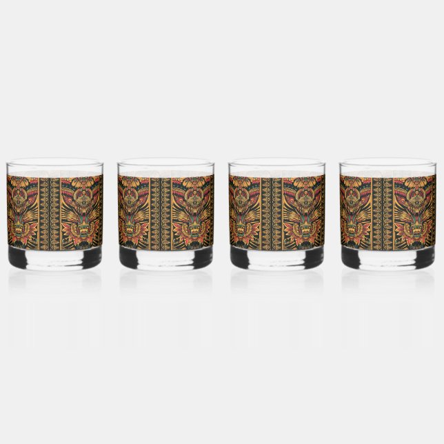 Vaso De Whiskey Elegante cobalto "Sueño azteca" 354ml Beber Tumble (Anverso)