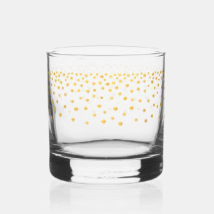 Vaso De Whiskey Elegante Gold Metallic Look Confetti Drinkware Set