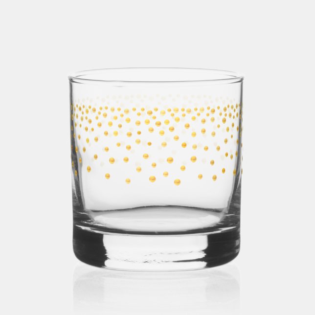 Vaso De Whiskey Elegante Gold Metallic Look Confetti Drinkware Set (Anverso)