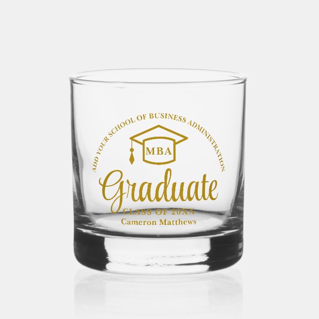 Vaso De Whiskey Elegante Graduación de la Escuela de Negocios de O (Anverso)