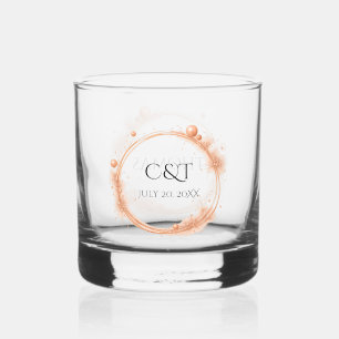Vaso De Whiskey Elegante guión de boda destello melocotón caligraf