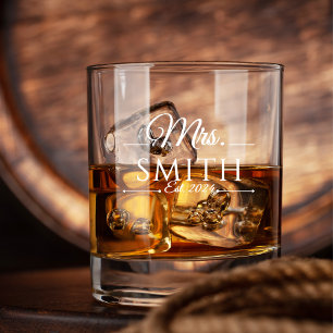 Vaso De Whiskey Elegante Nombre de Boda Personalizada Vidrio Whisk