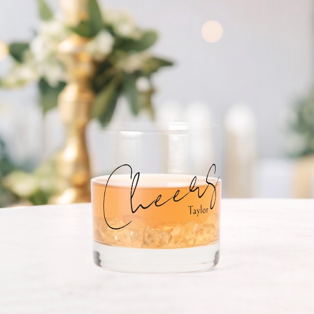 Vaso De Whiskey Elegante Nombre Saludos Personalizados (Insitu (Boda))
