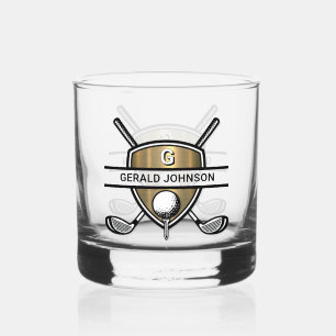 Vaso De Whiskey Elegante Personalizado Golf Monograma Diseño
