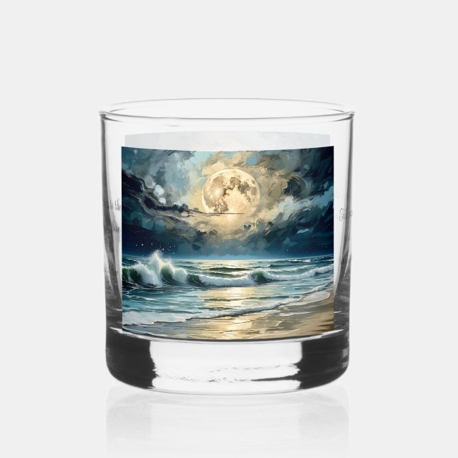Vaso De Whiskey Elegante Personalizar clásico de luna llena y capa (Anverso)