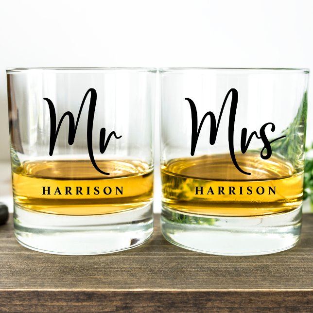 Vaso De Whiskey Elegante Sr. Sra. Boda Personalizada (Subido por el creador)