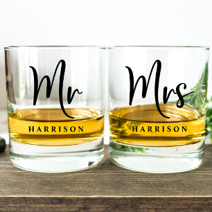 Vaso De Whiskey Elegante Sr. Sra. Boda Personalizada