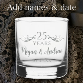 Vaso De Whiskey Elegante y personalizado regalo de aniversario 25