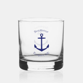 Vaso De Whiskey Emblema de ancla azul personalizado
