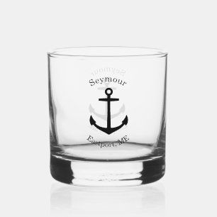 Vaso De Whiskey Emblema de ancla negra personalizado