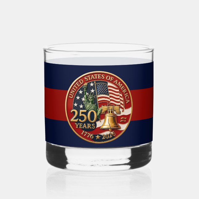 Vaso De Whiskey Emblema del 250 aniversario de EE. UU.  (Anverso)