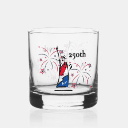 Vaso De Whiskey Estatua de la Libertad con fuegos artificiales 250
