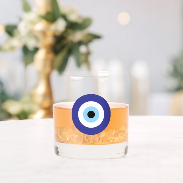 Vaso De Whiskey Evil Eye Blue Mati Greek Turkish Symbol Custom (Insitu (Boda))