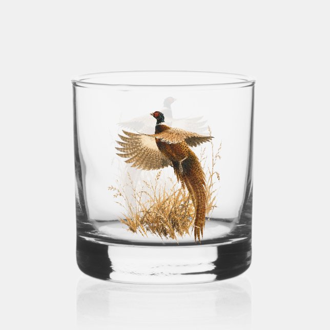Vaso De Whiskey Faisán en Vuelo Dorado (Anverso)