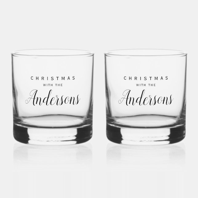 Vaso De Whiskey Familia que combina Navidades negros con (Anverso)