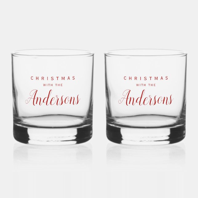 Vaso De Whiskey Familia que combina Navidades rojos con (Anverso)