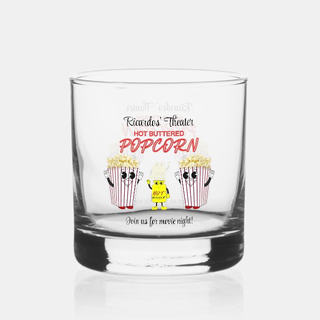 Vaso De Whiskey Family Movie Theater Fun Popcorn Mascots Rocks (Anverso)