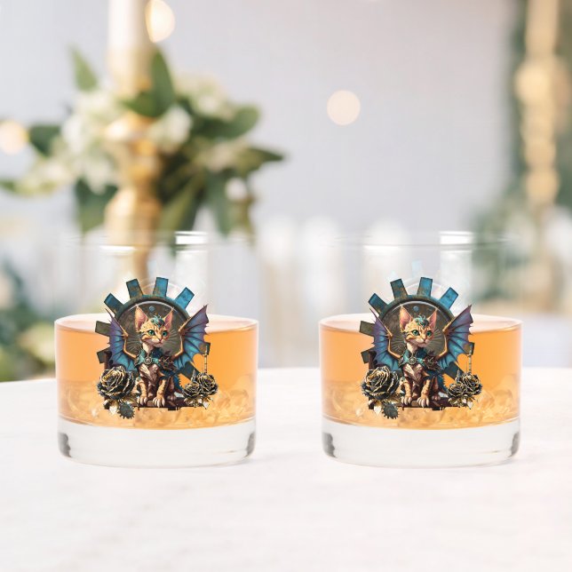 Vaso De Whiskey Fantasía maravillosa gato de vapor. (Insitu (Boda))