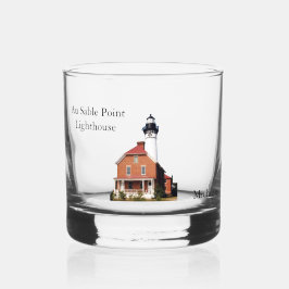 Vaso De Whiskey Faro de Au Sable Point en vidrio