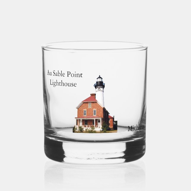 Vaso De Whiskey Faro de Au Sable Point en vidrio (Anverso)