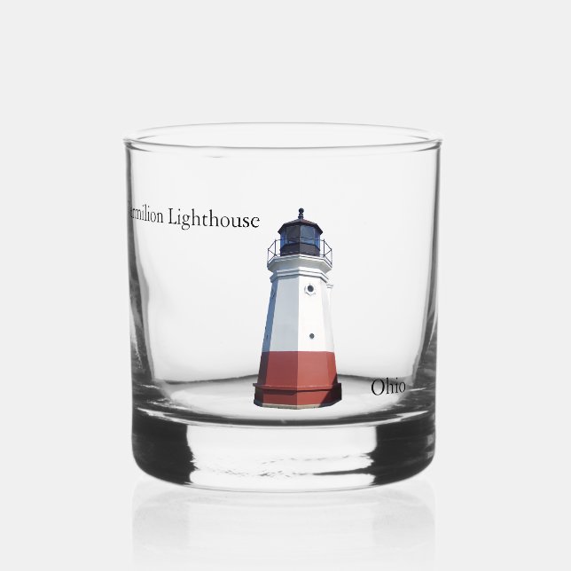 Vaso De Whiskey Faro de Vermilion de vidrio (Anverso)