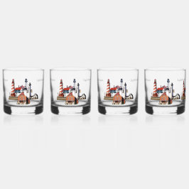 Vaso De Whiskey Faros de Michigan en vidrio
