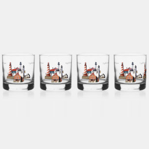 Vaso De Whiskey Faros de Michigan en vidrio