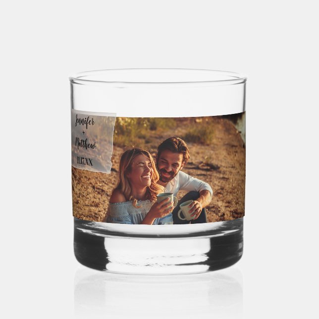 Vaso De Whiskey Faux Vellum Foto Overlay Custom Wedding (Anverso)