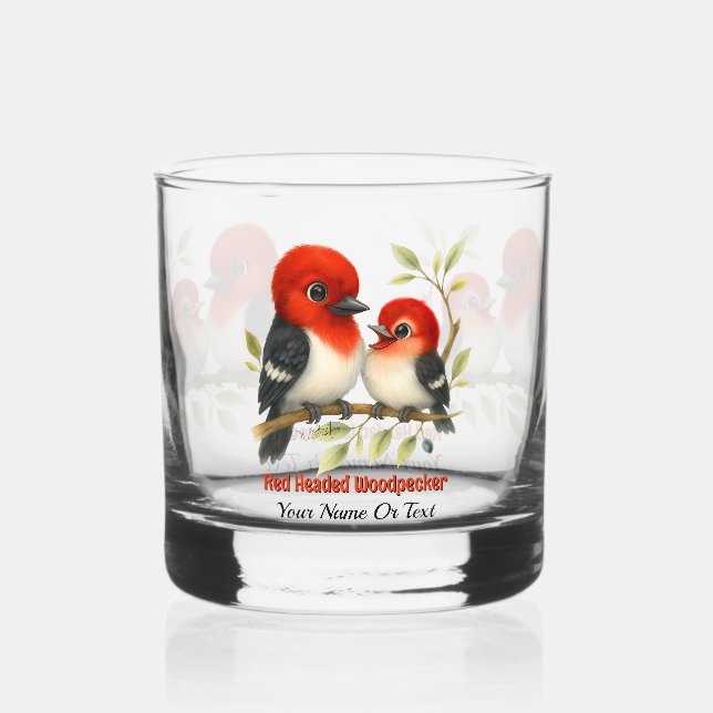 Vaso De Whiskey Feisty Red Woodpecker (Reverso )