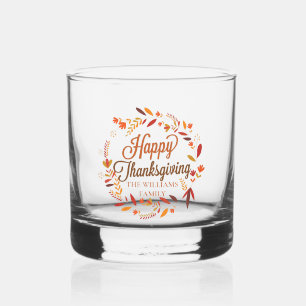 Vaso De Whiskey Feliz Día de Acción de Gracias Personalizado Autum
