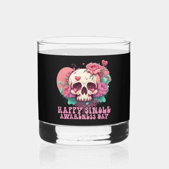 Vaso De Whiskey Feliz Día de Conciencia Única Valentine Skull (Anverso)