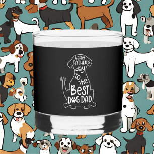 Vaso De Whiskey Feliz Día del Padre, perro papá, arte de palabras