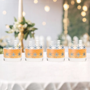 Vaso De Whiskey Feliz Navidad Elegante Copo de Nieve Fiesta de Inv
