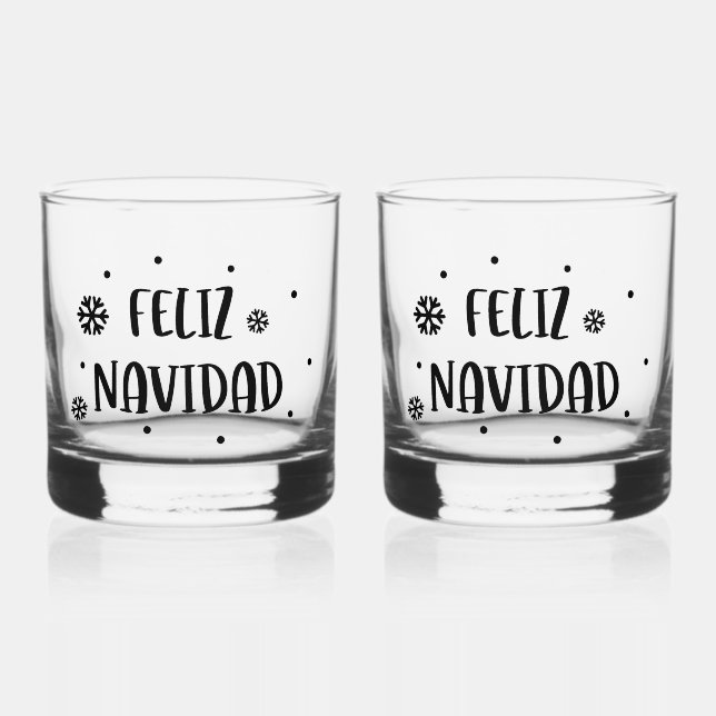 Vaso De Whiskey Feliz Navidad Navidad Español Fiesta (Reverso )