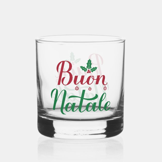 Vaso De Whiskey Feliz Navidad Rojo y Verde Navidad (Anverso)