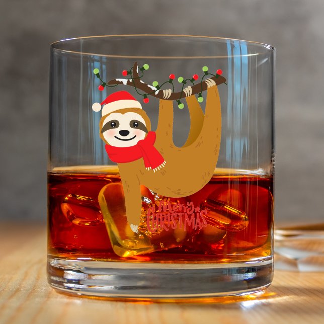 Vaso De Whiskey Feliz Navidad Sloth Cute Holidays (Subido por el creador)