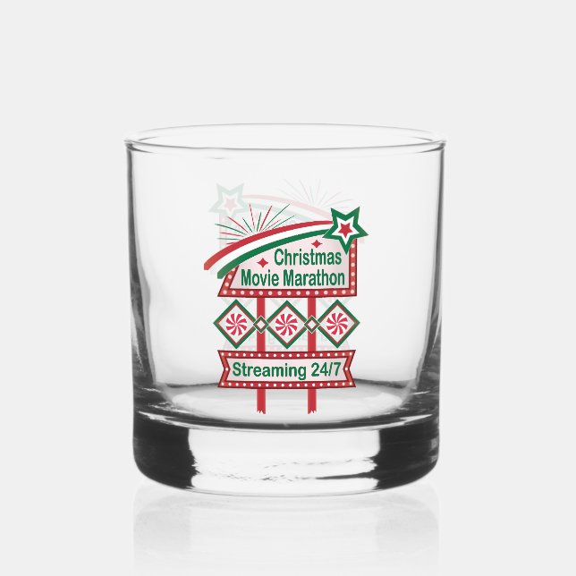 Vaso De Whiskey Festividad de Maratón Retro Marquee de la película (Anverso)