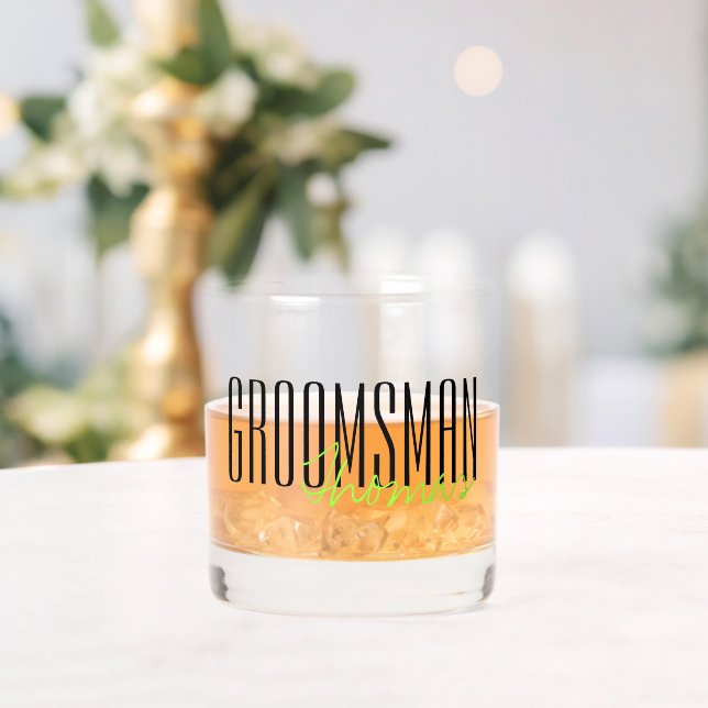 Vaso De Whiskey Fiesta de boda personalizada "Groomsman" en negrit (Insitu (Boda))