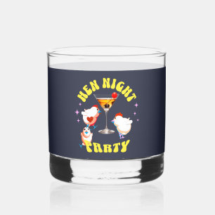 Vaso De Whiskey Fiesta Nocturna de Gallinas Divertidas Gallina Div