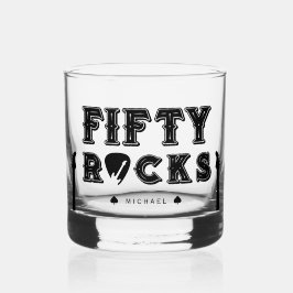 Vaso De Whiskey Fifty Rocks Guitar Pick 50th Birthday Party