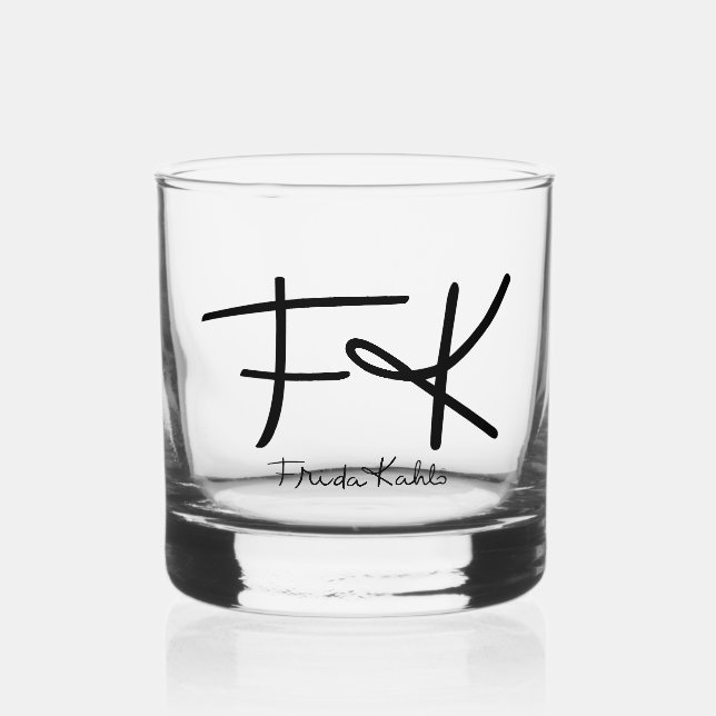 Vaso De Whiskey Firma de monograma Frida Kahlo "FK" (Anverso)