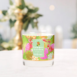 Vaso De Whiskey Flamingo Jardín Tropical Verde Brillante