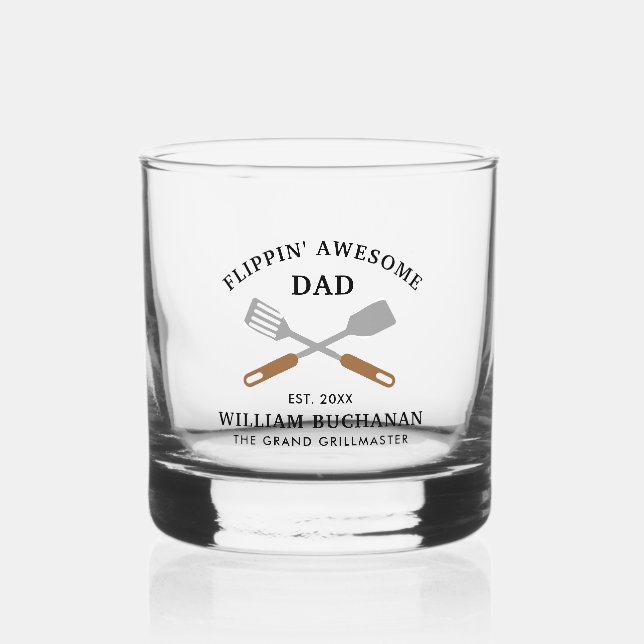 Vaso De Whiskey Flippin Impresionante Padre BBQ Personalizado (Anverso)