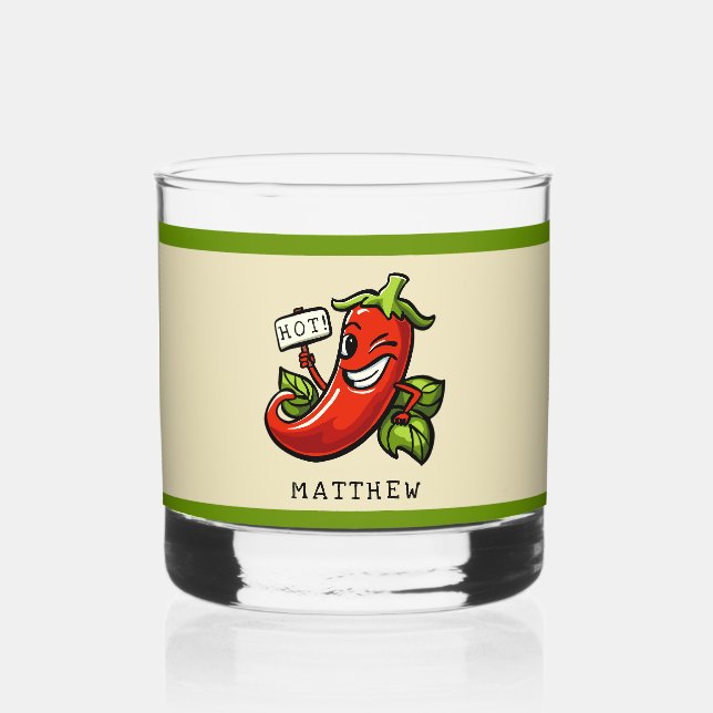 Vaso De Whiskey Flirty chile personalizado con nombre (Anverso)