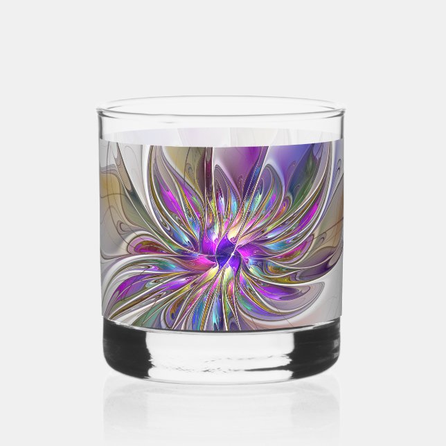 Vaso De Whiskey Flor de arte fractal enérgica y colorida (Anverso)